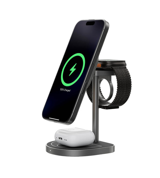 KUXIU 3-Point Power Basketball Court Creative 3-in-1 Magnetic Wireless Charging Stand - Black