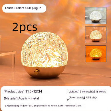 New Water Ripple Projector Night Light Crystal Mood Lamp Bedside Home Bedroom Decoration Aesthetic Christmas Gift Sunset Lights